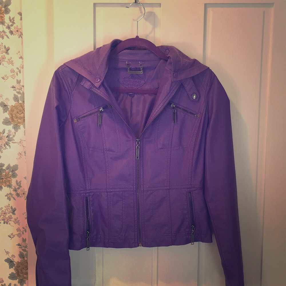 Purple faux leather jacket
